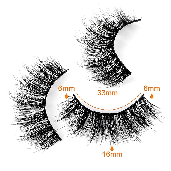 JIMIRE 16 Pairs False Eyelashes Fluffy Volume Natural Fake Lashes 3D Faux Mink Lashes Pack