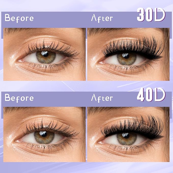 THINK SHOW 280PCS Lash Clusters Kit - 30D & 40D Volume Lashes Clusters, 9-16mm Wispy and Natural Lash Clusters, Easy Apply at Home, Reusable & Cruelty Free Cluster Eyelash Extensions