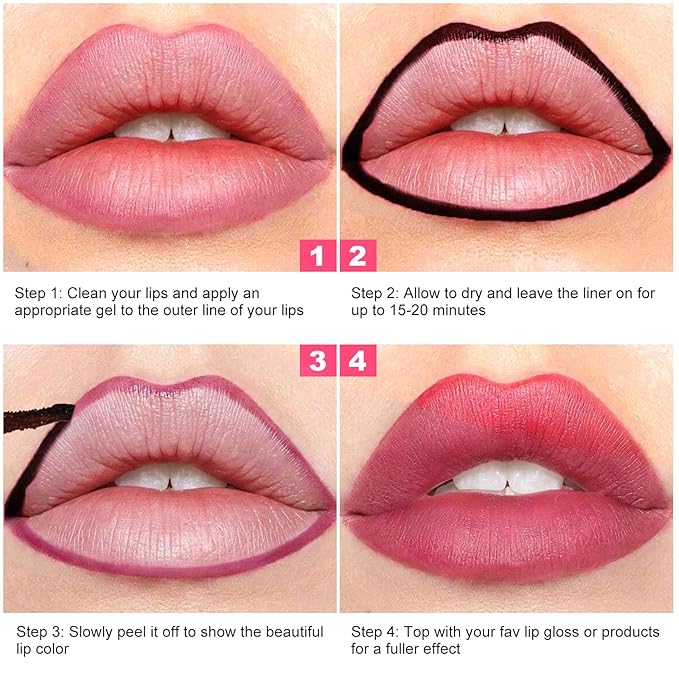 Lip Stain Peel Off - Long Wear Tattoo Lip Liner, Waterproof & Transfer-proof Peel Off Lip Stain with Matte Finish, Lip Tint For All Skin Types (Rose, 1 Count(Pack of 1))
