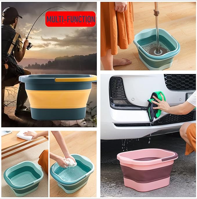 DoroSun Collapsible Foot Bath Basin Soaker Tub with Handle for Soaking Feet, Foldable Pedicure Foot Spa Massager Foot Care Soak Plastic Inflatable Bucket Bowl Bathtub Tools for Washing Cleaning, White