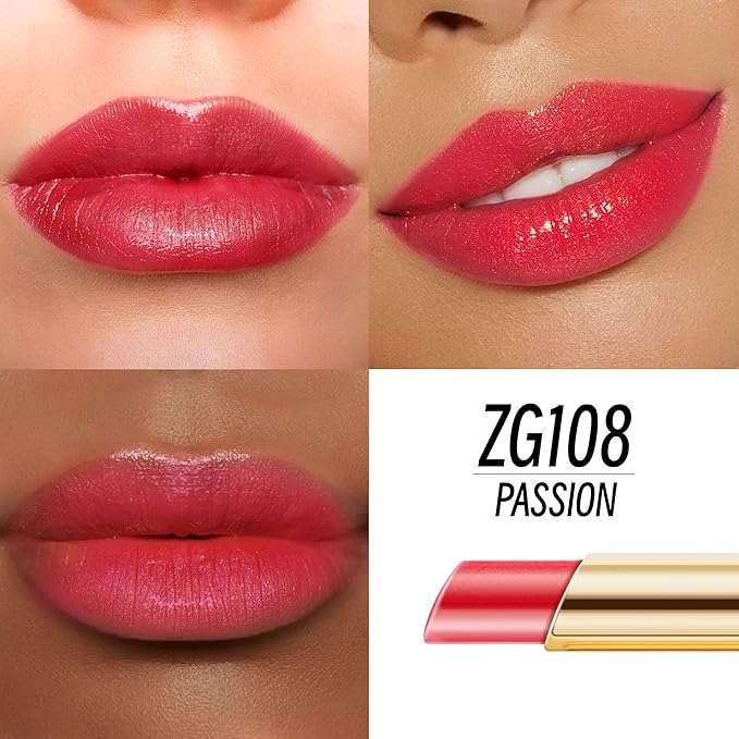Nude Red Pink Lipstick Set for Women Shimmer Tinted Lip Balm Hydrating Moisturizing Lip Gloss Cruelty Free Lip Makeup, ZG107/108/109
