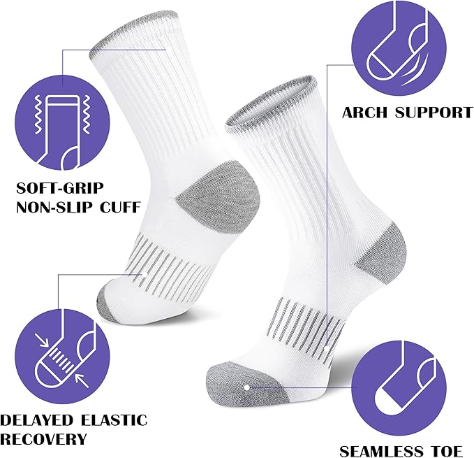 Gonii Women Socks Hiking Running Thick Cushion Athletic Crew Socks 5-Pair