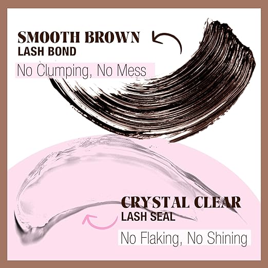 Mavphnee Lash Bond and Seal Brown Lash Glue Strong Hold Eyelashes Bond and Seal 72 Hours Long Lasting Eyelash Glue Waterproof Dark Brown Eyelash Adhesive for DIY Lash Extensions at Home