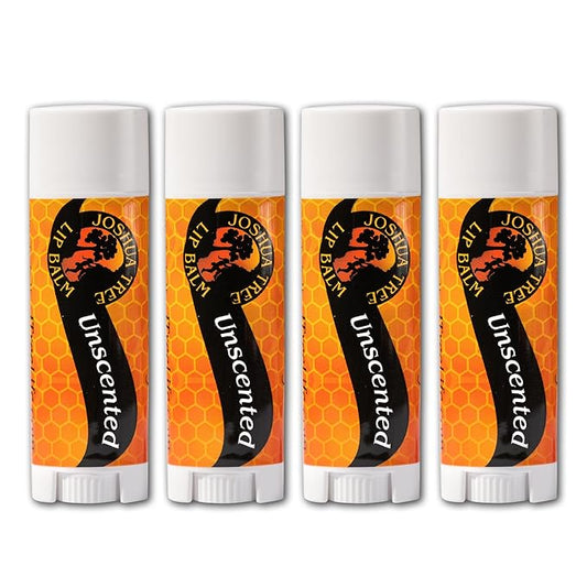 Joshua Tree Organic Lip Balm: 25 Flavor Varieties Made with Beeswax (4-pack, Unscented)