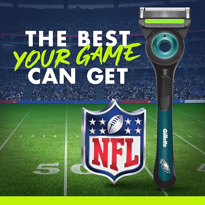 Gillette Labs Special NFL Eagles Edition Shaving Razor for Men - 1 Handle, 4 Razor Blade Refills & Magnetic Stand, GilletteLabs with Exfoliating Bar