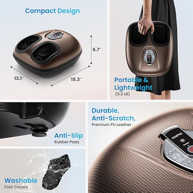 RENPHO Foot Massager Machine with Heat [2026 Upgraded], Shiatsu Foot Massager for Plantar Fasciitis, Valentines Day Gifts for Women, Cordless Control, 2026 New Upgraded, BN