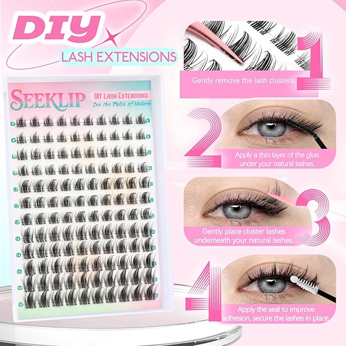Lash Clusters Fairy Manga Lash Clusters Clear Band Fairy Anime Cluster Lashes 120Pcs C Curl 8-16MM Spiky Individual Lshes for DIY Cosplay Manga Eyes at Home (Iris)