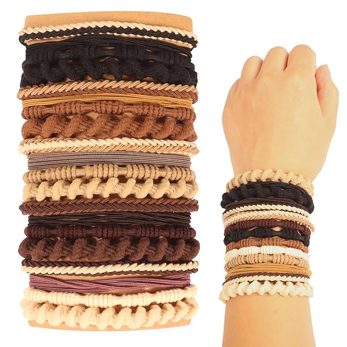 20PCS Hair Ties for Women, Multicolor Neutral Boho Bracelets Hair Ties for Thick or Thin Hair, Hair Tie for Ponytail Holders, No Damage Hair Accessories Hair Tie.