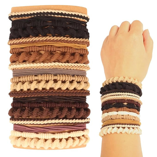 20PCS Hair Ties for Women, Multicolor Neutral Boho Bracelets Hair Ties for Thick or Thin Hair, Hair Tie for Ponytail Holders, No Damage Hair Accessories Hair Tie.