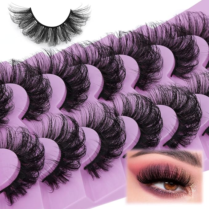 Fluff Lashes Mink Wispy False Eyelashes Curly Faux Mink Lashes 20mm Volume Fake Eyelashes 7 Pairs Eye Lashes Multipack by TOOCHUNAG