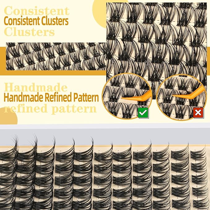 Leefrei Eyelash Clusters 10-18mm Wispy Lash Clusters D Curl DIY Cluster Lash Extension Kit Individual Lashes Kit With Bond & Seal, Glue Remover, Tweezers(LF01 Lashes Set)