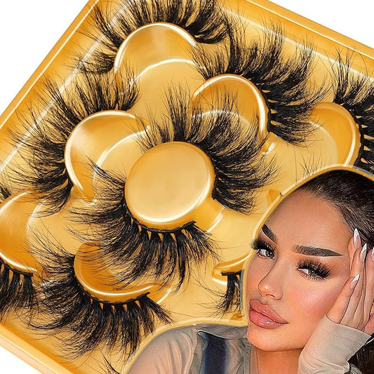 Lashes Mink False Eyelashes Fluffy Wispy Eye Lashes 20MM Long Thick Dramatic Volume Fake Lashes by Focipeysa