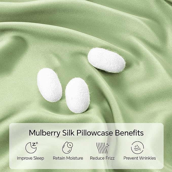 INFIIXSO Mulberry Silk Pillow Case King Size, Silk Pillowcase with Hidden Zipper 20"x36", Extraordinary Smooth and Soft Pillow Cases for Hair and Skin(Sage Green, 1 Pack)