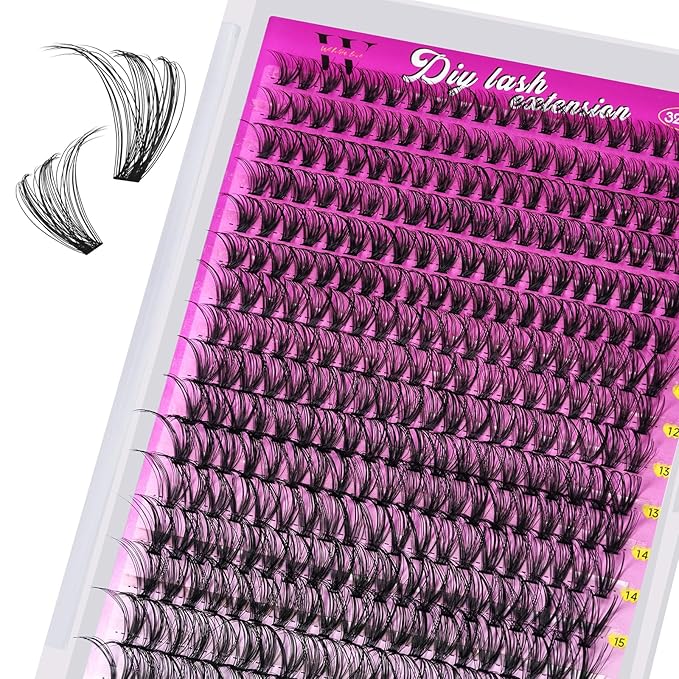 Lash Clusters 320PCS Individual Lashes D Curl Eyelash Clusters Mixed Length Cluster Eyelash Extensions Clusters Lashes with Thin Band Soft False Eyelashes DIY at Home(30D,D-Mix9-16mm)