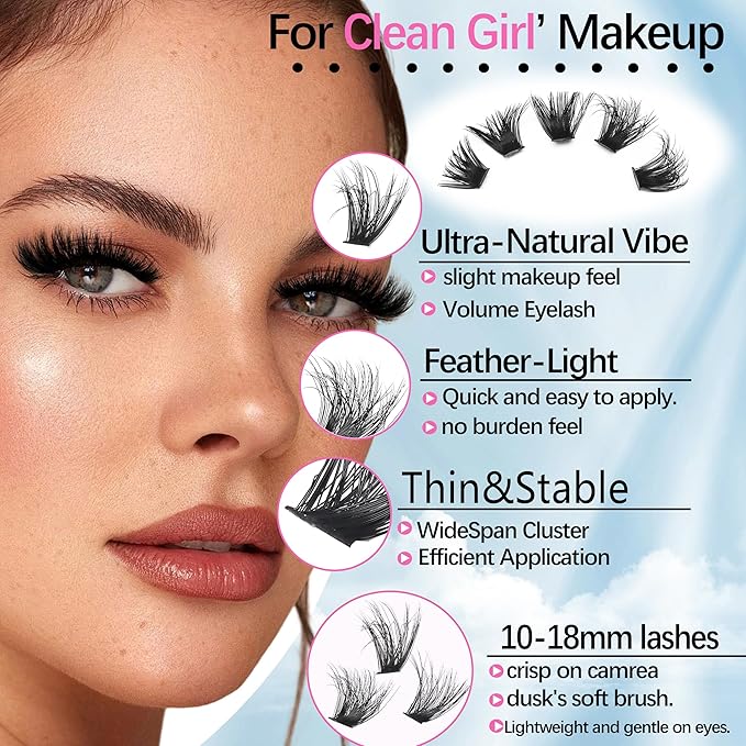 YIDUO Volume Lashes Cluster Kit 60D+80D+100D Clusters Lash Eyelashes Kit 696Pcs Bulk Packs, D Curl Wispy 10-18mm DIY Individual Eyelash Extensions Wholesale Combo Pack with Glue|Tweezers|Removers