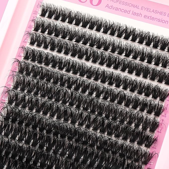 YIDUO Lash Clusters Kit with 2X Bond&Seal 3 Styles 760Pcs Clusters Lashes Extension Volume Soft Eyelash Extension Kit 80D+100D D Curl Wispy Natural DIY Individual Lash Clusters Kit Box for Beginners