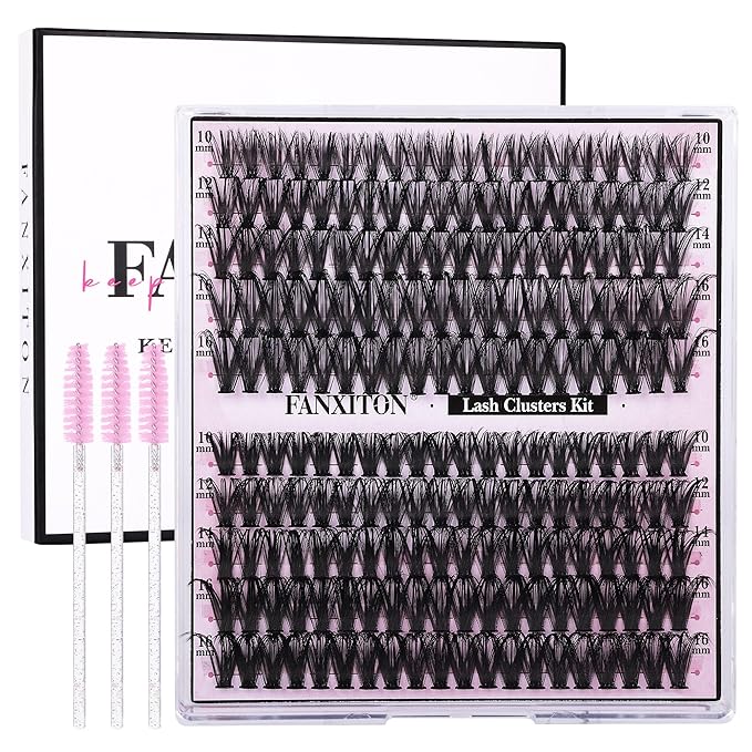 DIY Lash Extension Kit Natural Look Wispy Lash Clusters D Curl 40D+50D 10-16MM Eyelash Extension Kit Individual Lashes Lash Cluster Kit For Beginners (No Glue)