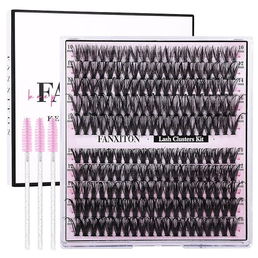 DIY Lash Extension Kit Natural Look Wispy Lash Clusters D Curl 40D+50D 10-16MM Eyelash Extension Kit Individual Lashes Lash Cluster Kit For Beginners (No Glue)