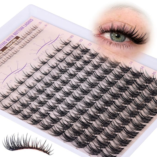 Manga Lash Clusters Natural Eyelash Clusters Wispy Lashes Clusters Anime 10-16mm Cluster Eyelash Extensions Fairy Individual Lashes with Bottom Lashes C Curly DIY Cluster Lash Extensions by Ruairie