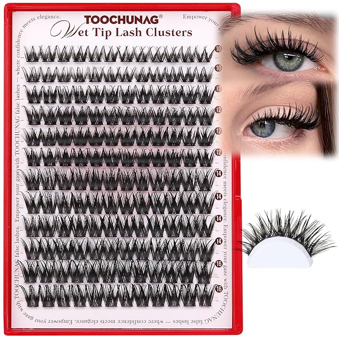 TOOCHUNAG Eyelash Clusters Wispy Cluster Eyelash Extensions 144pcs Volume Lash Clusters 10-16mm Individual Lashes Natural Eyelashes Clusters WideSpan DIY Lash Extension at Home