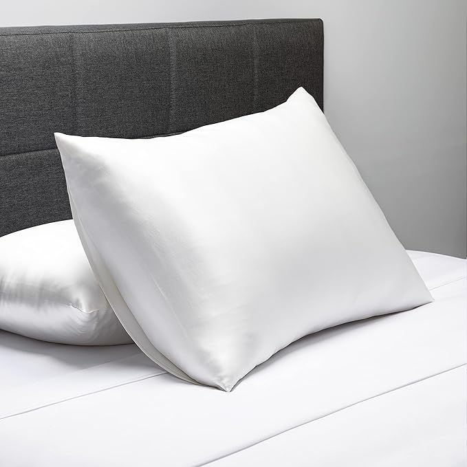 Fishers Finery 30mm 100% Pure Mulberry Silk Pillowcase Set, Quality Tested (White, Standard, 2 Pack)