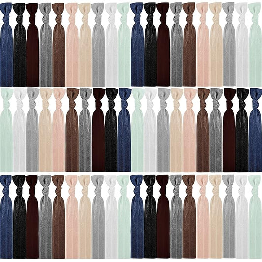 79Style Elastic Fabric Hair Accessories for Women - 125 Knotted Ribbon Ponytail Holders, No Break Cloth Hair Bands, No Damage Yoga Hair Ties Bulk and Scrunchies (125 Pieces - 10 Neutral Colors)