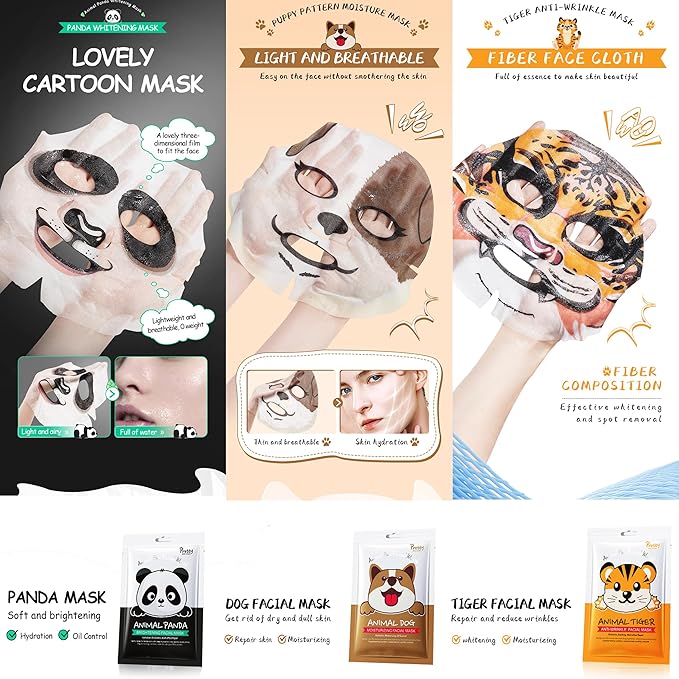 Meleell 55 Pack Collagen Face Masks Skincare Bulk,Hydrating Spa Face Mask Beauty for Sensitive Skin,Sheet Mask for Skin Care, Facial Mask Sets Birthday Party Gifts for Women/Teen Girls/Kids