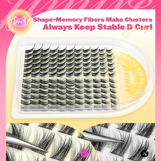 Cat Eye Lash Clusters Kit Wispy Lash Extension Kit 10-16MM Manga Eyelash Clusters Left Right DIY Eyelash Extension Kit with Bond and Seal Lash Glue Soft Fox Eye Lashes Clusters 132Pcs by JIMIRE