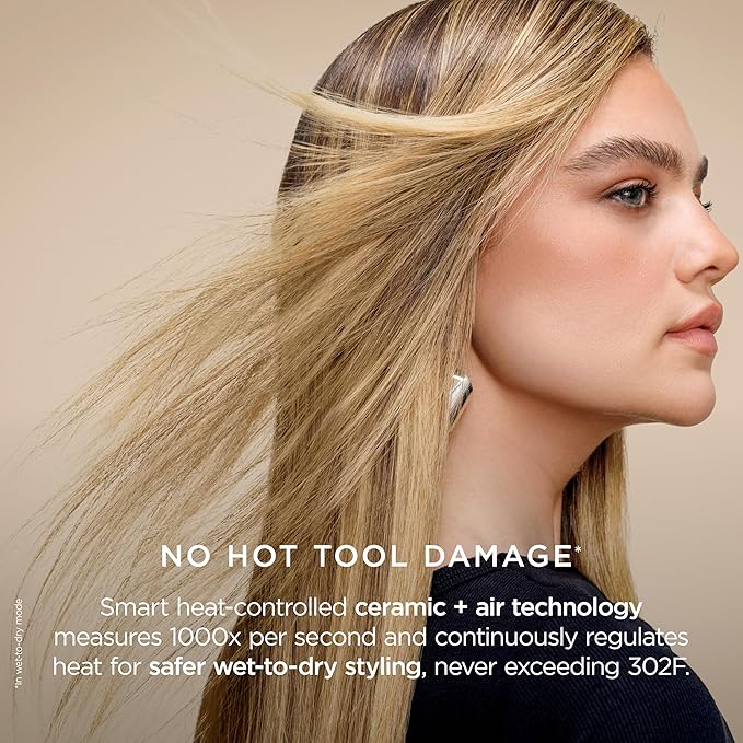 Shark Glam Ceramic & Powerful Air Styling & Drying System, with Silki Straightener & Shark Glossi Air Glosser, for Drying, Curling, Straightening & Glossing, Gold, HD6051S (Straight & Wavy Hair)