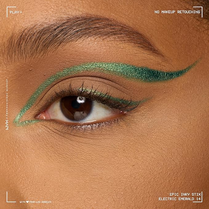 NYX PROFESSIONAL MAKEUP Epic Inky Stix Eyeliner, Mechanical Cream Gel Eyeliner, Waterproof Formula With Up To 24HR Wear - 14 Electric Emerald (Metallic Rich Green)