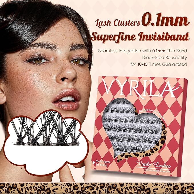 Lash Clusters 0.05mm PBT Fiber Eyelash Clusters, 0.1mm Superfine Invisiband D Curl Diy Lash Extension, 96pcs 8-16mm Individual Like Eyelash Extensions (Dash-D-8-16Mix)