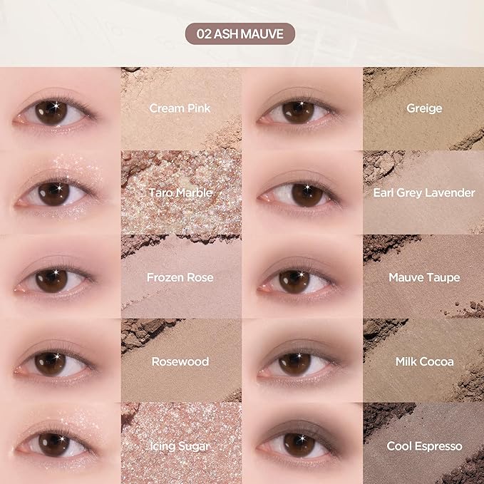 LILYBYRED Mood keyboard eyeshadow palette | Soft neutral ash color, Long-Wearing, glitter, Clear watercolor | Palette With Easy Color Matching For All | K-beauty (02#Ash Mauve)