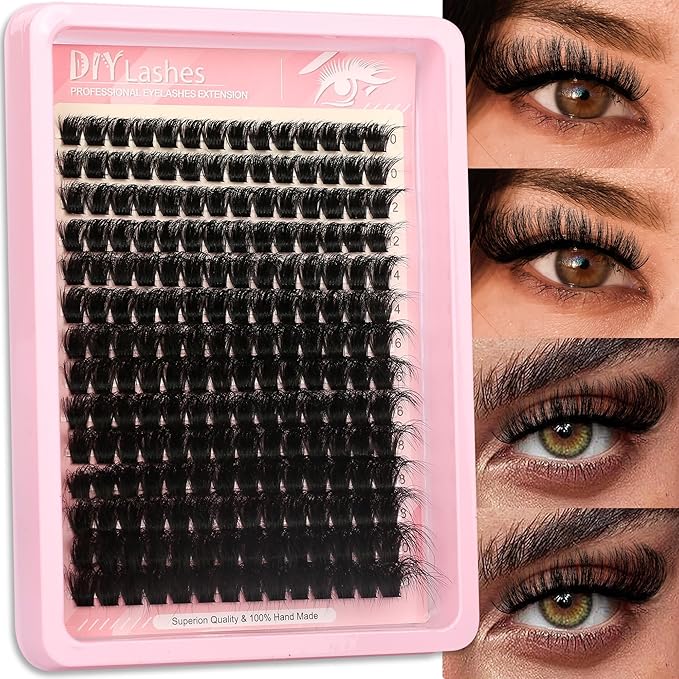 D Curl Lash Clusters Extensions 280 Pcs Individual Eye lash Clusters 120D Cluster Eyelash Lashes Wispy Clusters Lashes Makeup at Home - DIY Lash Extension Kit for Self Application (10-20MM) Mix