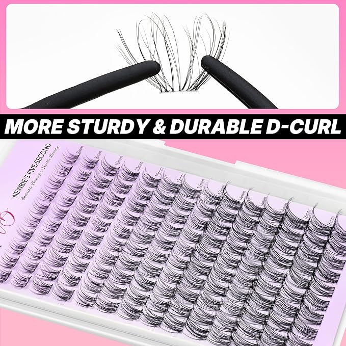 VEYESBEAUTY Lash Clusters Individual Eyelash Extensions Thin & Invisible Band DIY False Eyelashes for Self-application Newbie's Five-Second Series Wispy Lash Tray, Aliva 8-16mm Mixed Length