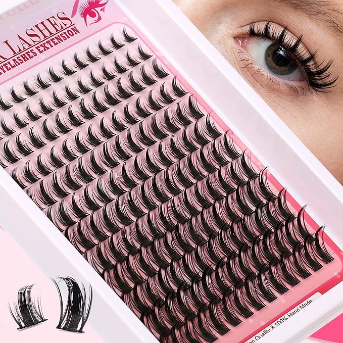 Lash Clusters Lash 168PCS Eyelash Clusters Volume Long 8-18mm C/D Curl Individual Lashes DIY Spiky Lash Extension Mega Cluster Eyelash Extensions Mink Strips Lashes Thick