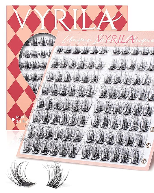 Lash Clusters 0.05mm PBT Fiber Eyelash Clusters, 0.1mm Superfine Invisiband D Curl Diy Lash Extension, 96pcs 8-16mm Individual Like Eyelash Extensions (Velvet-D-8-16Mix)