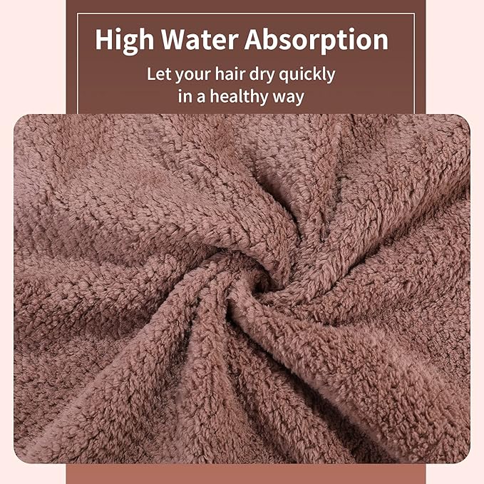 Laojbaba Microfiber Hair Towel Quick Dry Hair Towel Hair Drying Towels Suitable for All Kinds of Hair Ultra Absorbent Long and Thick Hair 24X48inch Dark Brown (1pcs)