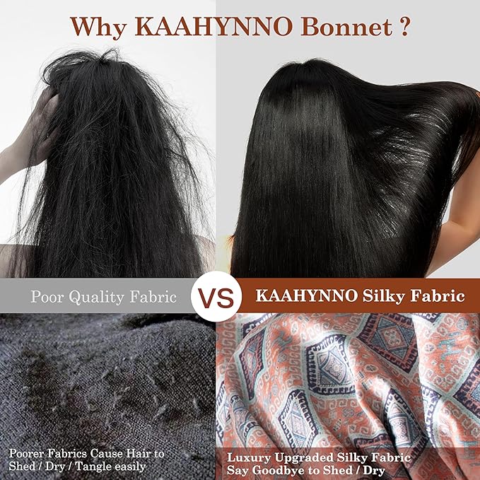 Tie Band Silk Satin Bonnet for Sleeping Hair: Women Sleep Night Wrap Cap for Straight Wavy Curly Coily Kinky Natural Hair Head - Bohemia