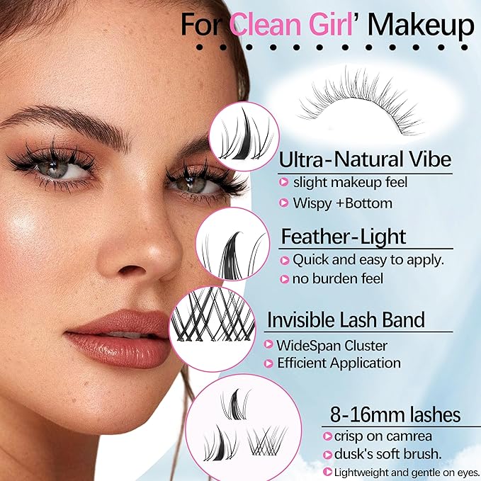 YIDUO Fairy Manga lashes Clusters with Bottom Lashes Clusters Kit Gift Packs 604Pcs 5-16mm Soft Extension False Eyelash D Curl Wispy Natural Wet-Look Lashes Extensions Combo Pack with Glue Removers