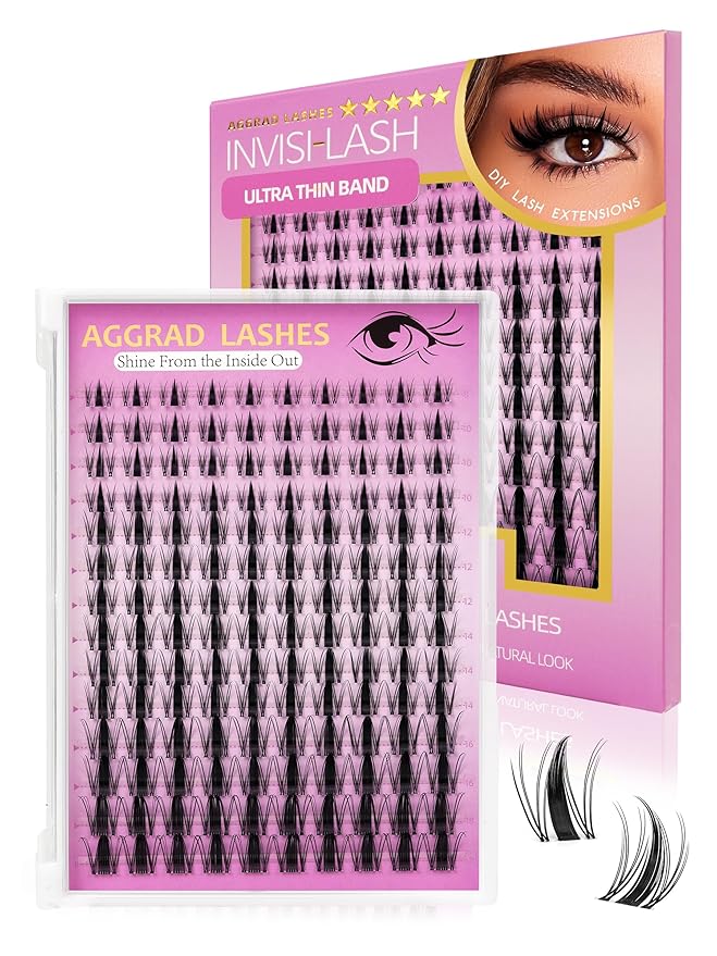 Fairy Lash Clusters Kit 8-18mm Manga Eyelashes Cluster Extension Kit D Curl Individual DIY Fake Lashes Extensions Wet-Look Spiky Anime Self Adhesive False Eyelashes, 0.03mm Ultra-Thin Invisible Band