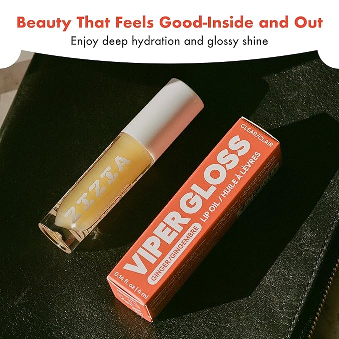Zizia Viper Gloss – Moisturizing Lip Plumper Gloss with Hyaluronic Acid, Ginger, & Cayenne – Clean, Vegan, & Cruelty-Free Hydrating Lip Oil for a Smooth, Fuller Look, Non-Sticky Finish - 0.14 fl oz