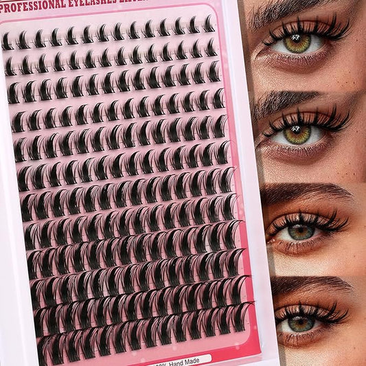 Lash Clusters Lash 168PCS Eyelash Clusters Volume Long 8-18mm C/D Curl Individual Lashes DIY Spiky Lash Extension Mega Cluster Eyelash Extensions Mink Strips Lashes Thick