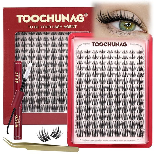 TOOCHUNAG Fairy Lash Clusters Kit 8-18mm Manga Eyelash Extension Kit Wispy Cluster Lashes Extensions Anime Individual Lashes Clusters Kit with Bond and Seal and Tweezers