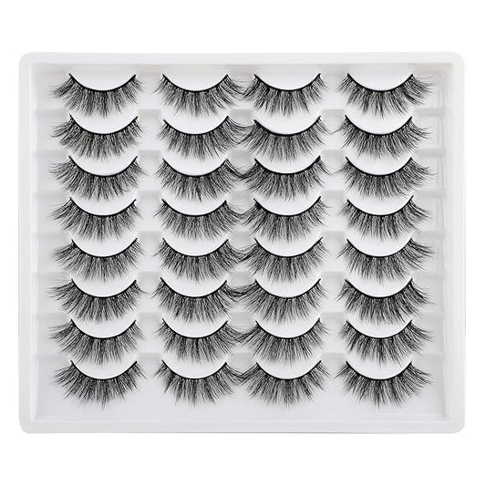 JIMIRE 16 Pairs Cat Eye False Eyelashes Fluffy Natural Fake Lashes 3D Volume Lashes Pack for Cat-Eye Look