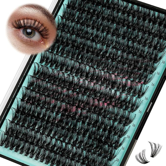 Lash Clusters Wispy 280PCS Eyelash Extension 70D Cluster Lashes Individual Lashes DIY Lash Extension Natural Look Cluster Eyelash Extensions Soft False Eyelashes at Home for Beginners(16mm)