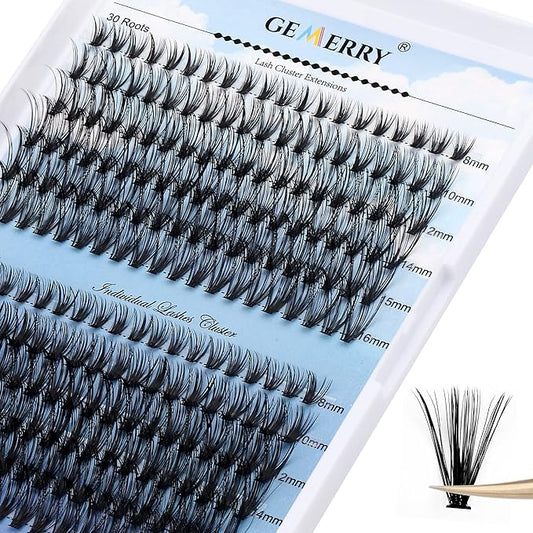 Natural Lash Clusters Eyelash Clusters 280 PCS D Curl Lash Clusters Eyelash Extensions Soft&Natural Individual Lashes Mink Cluster Lashes DIY At Home Lash Extension Clusters (30D/40D-D, 8-16mm)