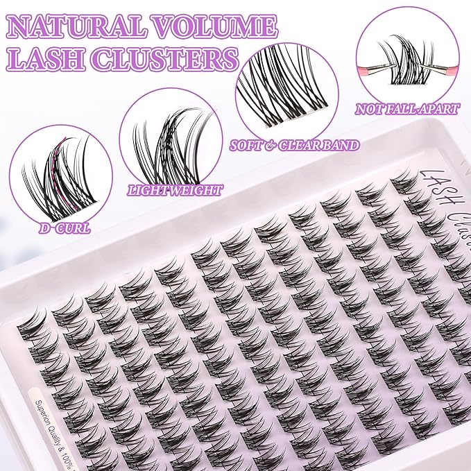 Himirell Lash Clusters Manga With Spikes Wispy Cluster Natural Eyelash Extensions Anime Eyelashes Clusters Faux Mink Fairy Individual Lash Extension Kit for Self Application