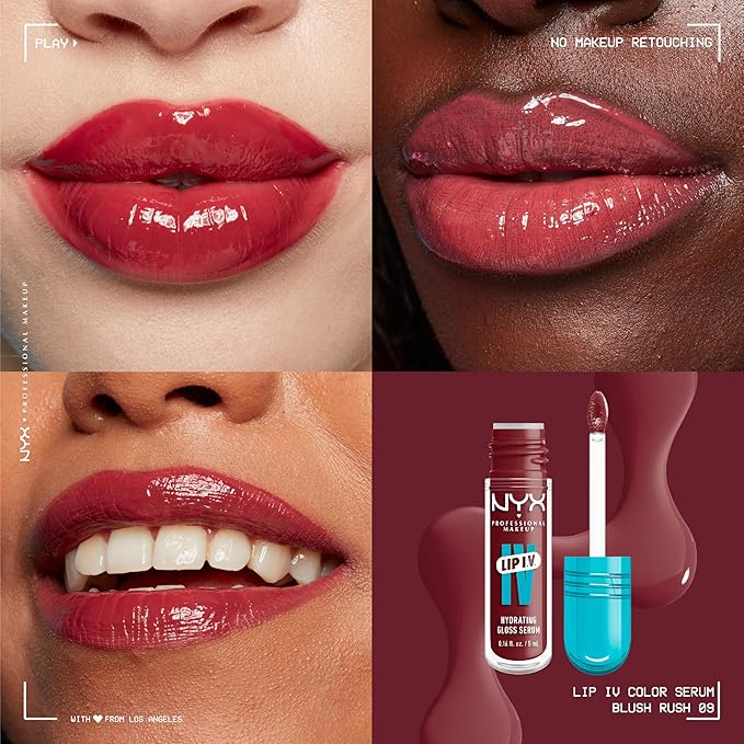 NYX PROFESSIONAL MAKEUP Lip IV Hydrating Glossy Lip Stain with 12HR Hydration - Blush Rush (Pink)