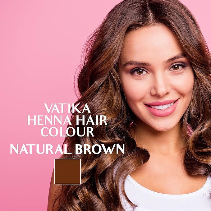 Vatika Naturals Permanent Hair Dye Natural Brown – Ammonia-Free With Natural Henna, Grey Coverage, Nourishing Herbal Blend, Long-Lasting Color for Soft, Shiny Results – 18 Sachets X 10g (Pack of 3)