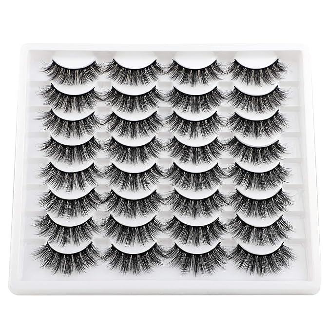 JIMIRE 16 Pairs False Eyelashes Fluffy Volume Natural Fake Lashes 3D Faux Mink Lashes Pack